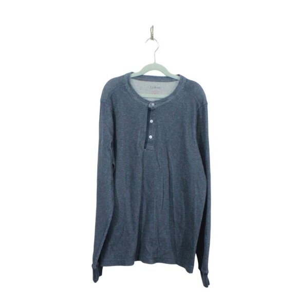 LL Bean Beans Vintage Soft Knit Henley Shirt Classic Navy Heather Size S - Picture 1 of 12
